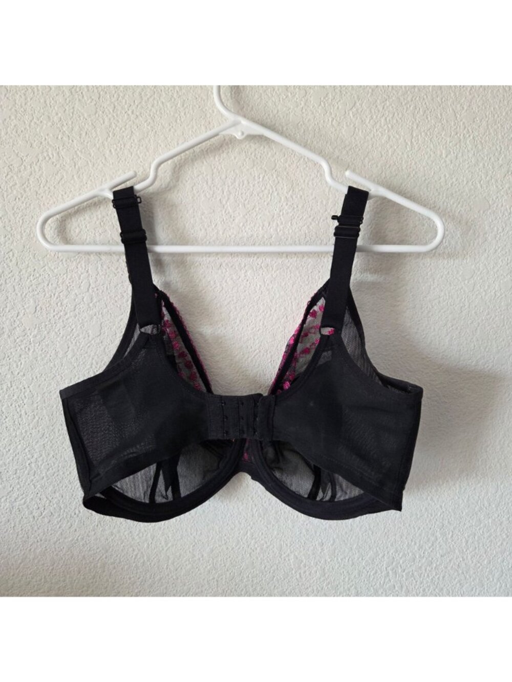 Elomi Size 32K Sheer Black Pink Embroidered Mesh Metallic Underwire Bra Romance - Picture 5 of 7